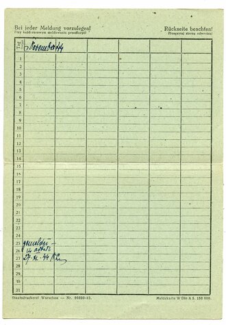 Generalgouvernement ( Besetzte polnische Gebiete ) Meldekarte und zwei Bescheinigungen für einen Herrn aus Warschau