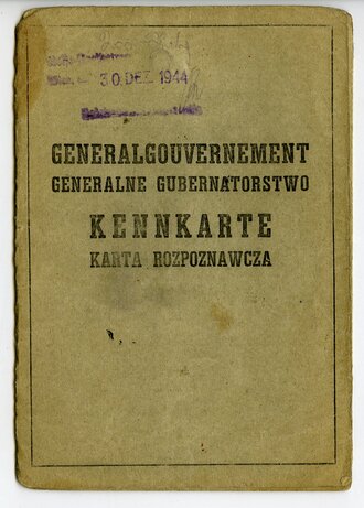 Generalgouvernement ( Besetzte polnische Gebiete ) Kennkarte für einen Industriellen aus Warschau