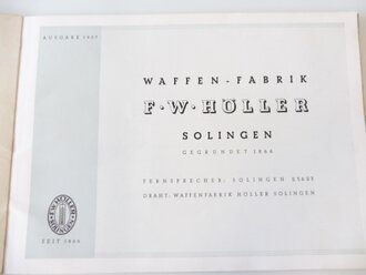 Waffenfabrik F.W. Höller Solingen, Verkaufskatalog Ausgabe 1937 mit 22 Seiten