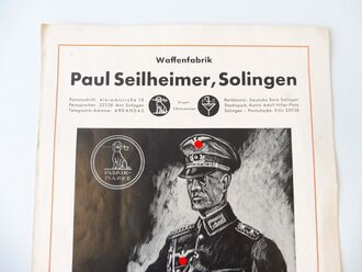Waffenfabrik Paul Seilheimer Solingen, Verkaufskatalog 8 Seiten DIN A4