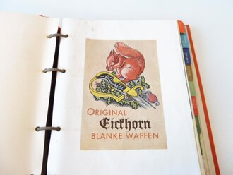 Verkaufskatalog Eickhorn Kundendienst. Gebrauchter, Ausgenscheinlich kompletter Katalog mit 106 Seiten, einer Klapptafel " Damaszierungen" sowie der Preisliste