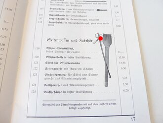 Heeres Kleiderkasse, Preisliste ab 1.Oktober 1937 mit 43 Seiten