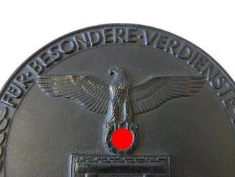 Pionier Lehr Bataillon z.b.v. , nicht tragbare Plakette " Für besondere Verdienste" Eisen geschwärzt, Durchmesser 12cm