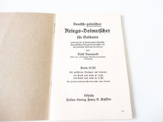 1. Weltkrieg, Deutsch-polnischer Kriegs Dolmetscher, 32 Seiten, Feldblusentaschenformat