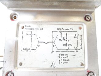 SB Zusatz 33 für den Feldfernsprecher 33. Funktion nicht geprüft, datiert 1937