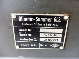 Glimmröhrensummer Luftwaffe (Morseübungsgerät)  Ln 127001.Originallack, innen wohl z.T.Restauriertes Stück,  Funktion nicht geprüft