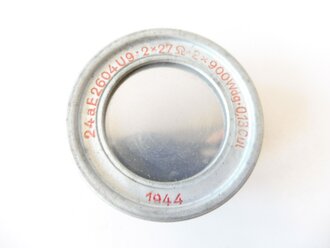 Ersatzmikrofon für Feldfernsprecher 33 datiert 1944, in der originalen Blechverpackung von Deutsche Kabelwerke u. Kabelindustrie AG Berlin