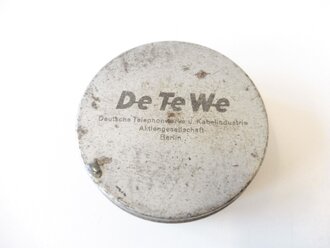 Ersatzmikrofon für Feldfernsprecher 33 datiert 1944, in der originalen Blechverpackung von Deutsche Kabelwerke u. Kabelindustrie AG Berlin