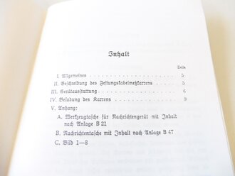 REPRODUKTION, D797/2 Festungskabelmeßkarren, datiert 1939/40, A5, 10 Seiten + Anhang
