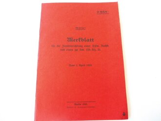 REPRODUKTION, D958+, Merkblatt über die Funkeinrichtung einer Pzkw. Nachb. und eines gp.kw. (Sd.kfz.3), A5, datiert 1933, 16 Seiten