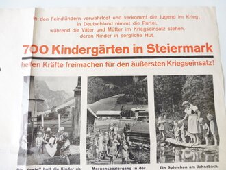 Plakat "NSV Erntekindergarten" Steiermark, Maße 42 x 58 cm, gefaltet