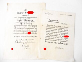 Ernennung zum Beamten auf Lebenszeit datiert 1943, A4,...