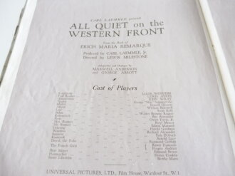 "All quiet on the western Front" - Programmheft über die Filmvorführung am Leicester Square, A4, 16 Seiten