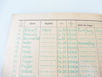 Luftwaffe, Flugbuch mit 23 bescheinigten Flügen Angehörigen der 3.Schüler Kompanie Luftflotten Nachr. Schule 2 von 1944