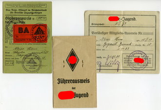Hitler Jugend Bann 307 Bayreuth, Vorläufiger Mitgliedsausweis, Bleibenausweis und Führerausweis