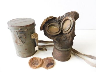 1. Weltkrieg, Gasmaske mit Filter in...