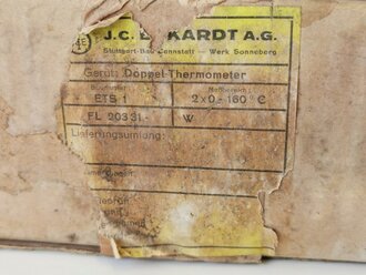 Luftwaffe Doppel  Thermometer FL 20331-3. Ungebrauchtes Stück in der originalen Verpackung mit Prüfschein, Funktion nicht geprüft