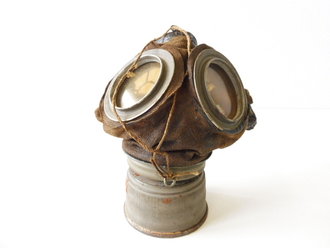 1. Weltkrieg, Gasmaske mit Filter. Guter Zustand, Leder...