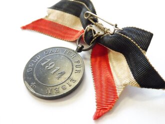 Flottenbund Deutscher Frauen, tragbare Medaille " Gold gab ich für Eisen 1914", Durchmesser 29mm, an Damenschleife