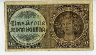 Protektorat Böhmen und Mähren, Banknote Eine Krone