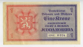 Protektorat Böhmen und Mähren, Banknote Eine Krone