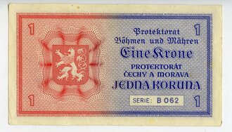 Protektorat Böhmen und Mähren, Banknote Eine Krone