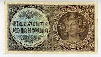 Protektorat Böhmen und Mähren, Banknote Eine Krone