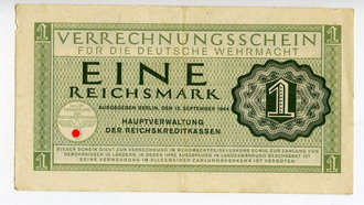 Verrechnungsschein für die deutsche Wehrmacht, 1 Reichsmark, datiert 1944