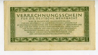 Verrechnungsschein für die deutsche Wehrmacht, 1 Reichsmark, datiert 1944