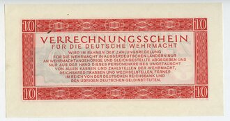 Verrechnungsschein für die deutsche Wehrmacht, 10 Reichsmark, datiert 1944