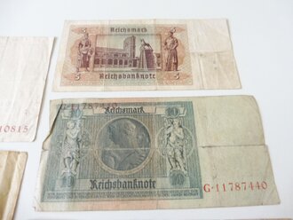 5 Reichsbanknoten, 100, 50, 20, 10 und 5 Reichsmark