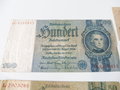 5 Reichsbanknoten, 100, 50, 20, 10 und 5 Reichsmark