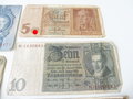 5 Reichsbanknoten, 100, 50, 20, 10 und 5 Reichsmark