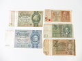 5 Reichsbanknoten,100, 50, 20, 10 und 5 Reichsmark