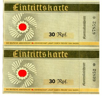 2 Eintrittskarten Deutsche Arbeitsfront "Kraft durch...
