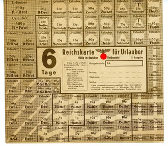 Reichskarte für Urlauber - Gültig im deutschen Reichsgebiet, 18 x 20 cm
