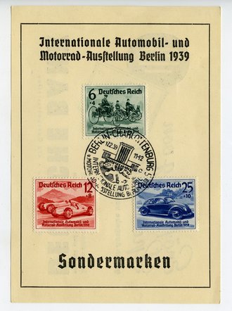 Sondermarken Internationale Automobil - und Motorrad-Ausstellung Berlin 1939
