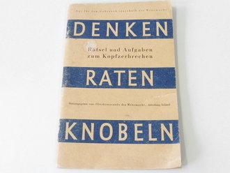 Denken, Raten, Knobeln, Rätsel und Aufgaben zum Kopfzerbrechen, unter A5, 128 Seiten, Umschlag eingerissen