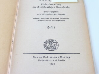 Das Lied der Front, Liedersammlung des Großdeutschen Rundfunks, Heft 3, datiert 1943, Maße unter A5