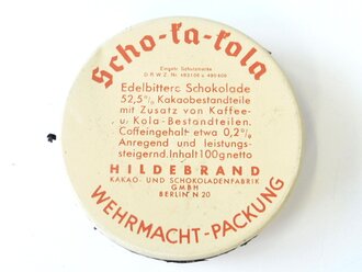 Scho-ka-kola Dose Wehrmacht Packung datiert 1941, leer, lässt sich nicht ohne weiteres öffnen