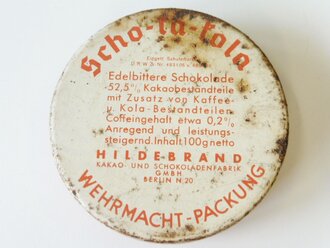 Scho-ka-kola Dose Wehrmacht Packung datiert 1941, leer, lässt sich nicht ohne weiteres öffnen