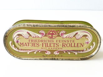 Friedrichs feinste Matjes-Filets-Rollen mit Kapern, geöffnete Blechdose 16 x 6 x 3cm