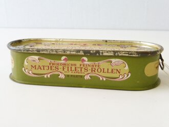 Friedrichs feinste Matjes-Filets-Rollen mit Kapern, geöffnete Blechdose 16 x 6 x 3cm