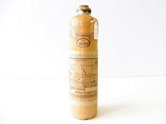 Steinzeug Flasche " Berchtesgadener Gebirgs-Doppel-Enzian" Höhe 21cm, leer