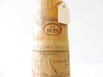 Steinzeug Flasche " Berchtesgadener Gebirgs-Doppel-Enzian" Höhe 21cm, leer