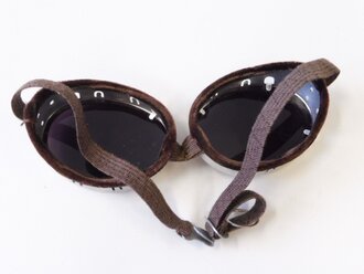 Schutzbrille Wehrmacht mit getönten Gläsern  aus Chelluloid als Blendschutz
