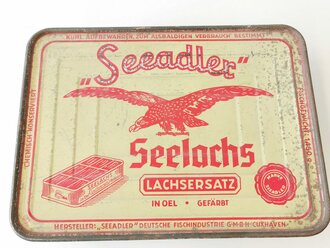 Leere Blechdose "Seeadler Seelachs" 23 x 16 x 6cm