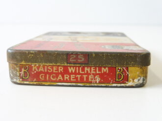 Kaiserreich Cigarettendose Blech " Kaiser Wilhelm Gold tipped Cigarettes" Breite 10,5cm