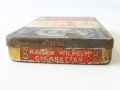 Kaiserreich Cigarettendose Blech " Kaiser Wilhelm Gold tipped Cigarettes" Breite 10,5cm