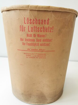 Luftschutz Löschsand Eimer aus Pappe.Höhe 28cm, selten